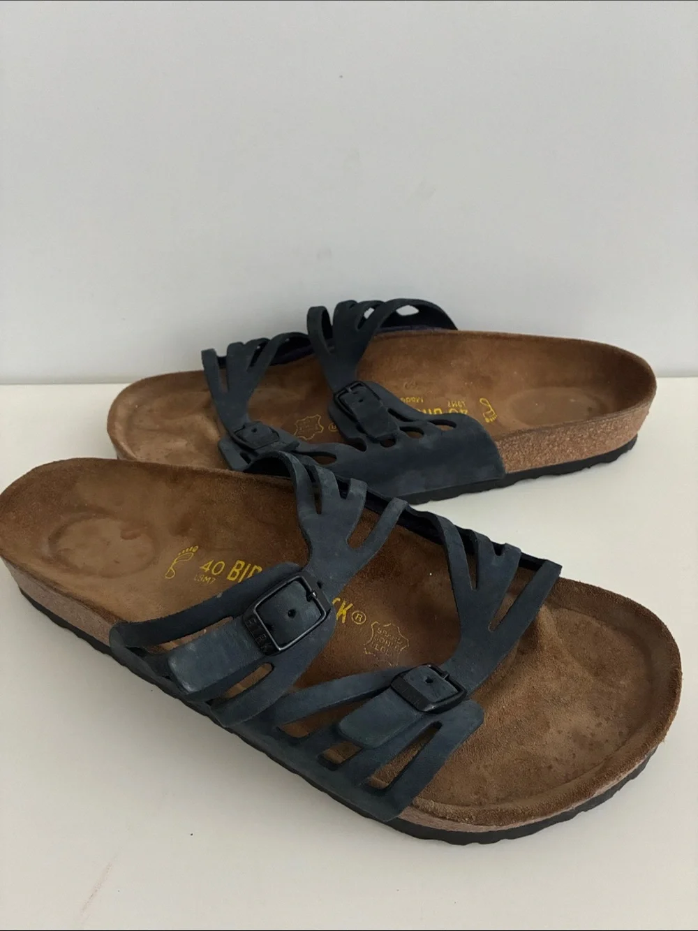 Birkenstock Granada Black Strappy Two-Buckle Sandals  40 L 9 M 7